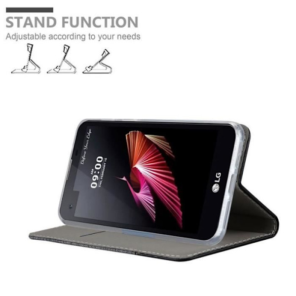 Plånboksfodral - CADORABO - LG X SCREEN - Imiterat läder - Horisontellt stativ - Kortplatser Svart