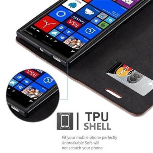 Cadorabo Nokia Lumia 830 Fodral MEDELBRUNT Osynlig MAGNETISK STÄNGNING Fodral Fodral Stöder stativ och kortplats