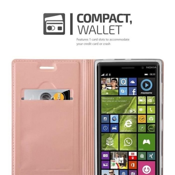 Nokia Lumia 830-fodral i CLASSY ROSE GOLD från Cadorabo (MATTE METALLIC Design) Fullt skyddsfodral med flipskydd och