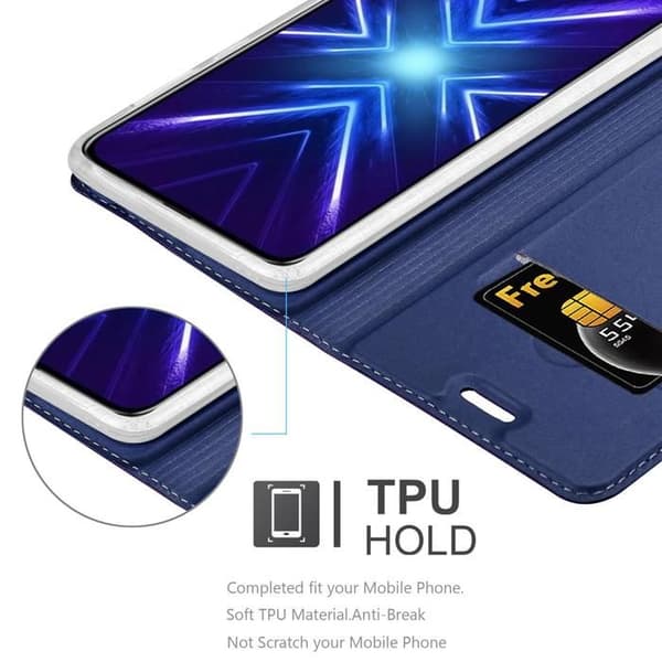 Flip-fodral för Honor 9X Etui i MÖRKBLAU Klassisk Plånbok Stötsäker Blå