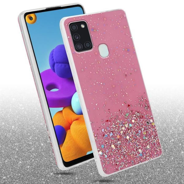 Coque - CADORABO - Samsung Galaxy A21s - Rosa - Pailletter - Skydd i silikon TPU Rosa