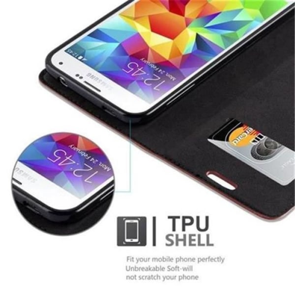Cadorabo Fodral Samsung Galaxy S5 / S5 NEO BRUNT MEDIUM Osynlig magnetisk STÄNGNING Fodral Fodral stöder kortplats för stativ