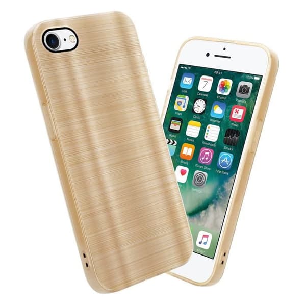 Skal för iPhone 7 / 7S / 8 / SE 2020 Borstad Guld Kameraskydd Gul