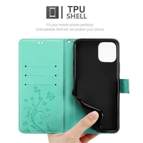 Fodral med lock för iPhone 11 Turkos Blommig Skydd Design Blommig Plånbok Blå