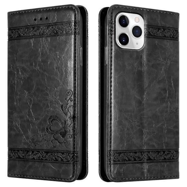 Telefontui - CADORABO - iPhone 11 PRO - Svart - Syntetiskt läder - Magnetisk stängning SVART