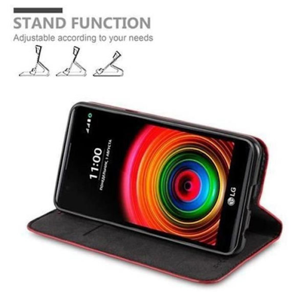 LG X POWER Fodral i APPLE RED från Cadorabo (INVISIBLE MAGNETIC CLOSURE Design) Helt skyddsfodral med flip flik