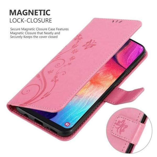 Cadorabo Fodral till Samsung Galaxy A50 i rosa - blommig design