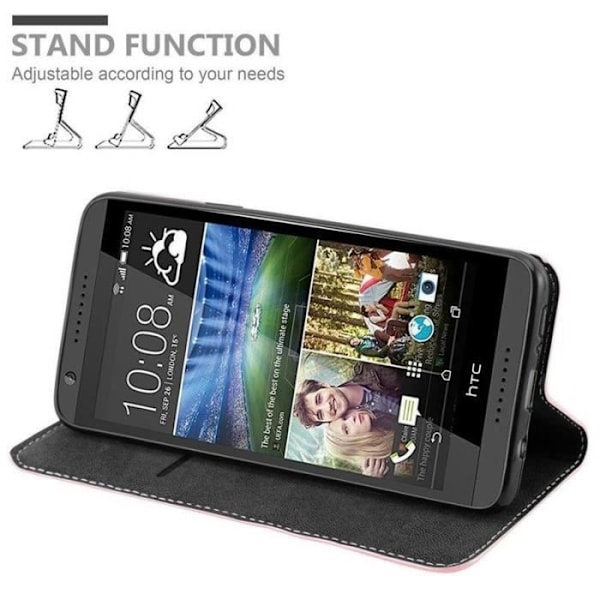 Plånboksfodral - CADORABO - HTC Desire 820 - Läderimitation - Magnetisk stängning - Tvåfärgad design Svart