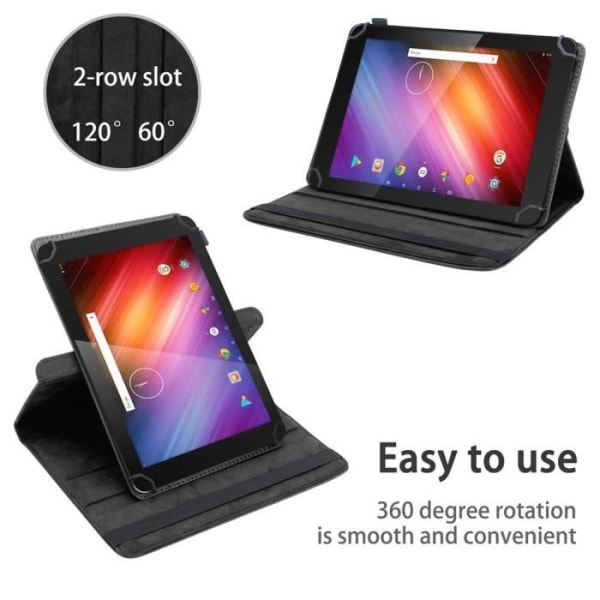 Tablet fodral - CADORABO - Dragon Touch X10 2015 - Syntetiskt läder - Rotation 360° - Heltäckande skydd SVART