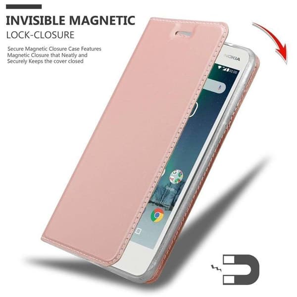 Flip-fodral för Nokia 2 2017, Etui i KLASISKT GULD ROSÉ, Stötsäker plånbok Ros
