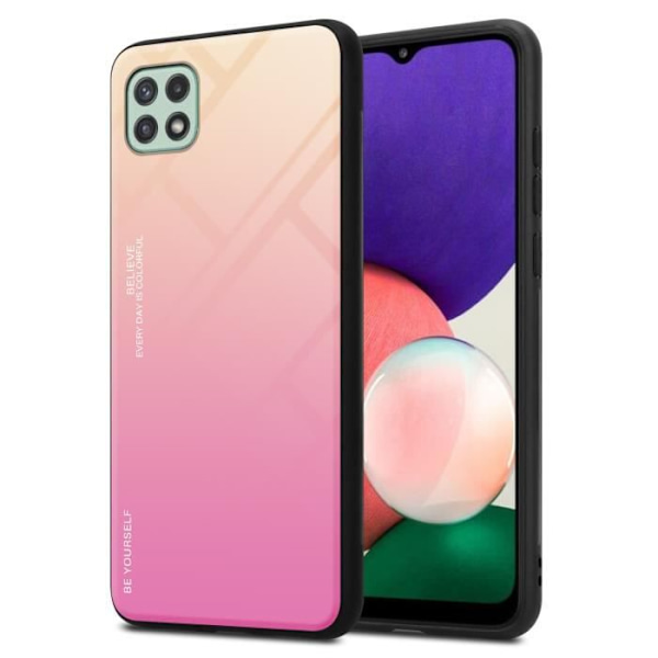 Coque - CADORABO - Samsung Galaxy A22 5G - Bicolor Gul/Rosa - TPU-skydd - Halkfri Gul, Rosa