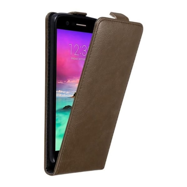 Coque - CADORABO - LG K10 2017 - Syntetiskt läder - Brun - Magnetisk stängning kastanj