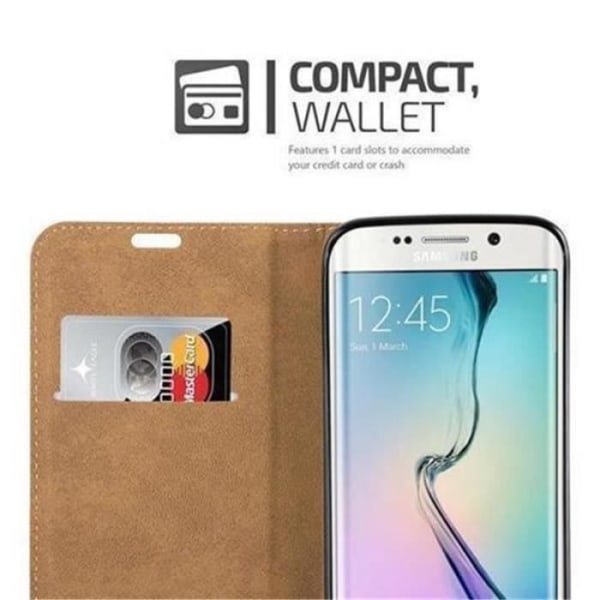 Cadorabo Fodral till Samsung Galaxy S6 EDGE, BRUNT SVART Design RAPHIA EDGE