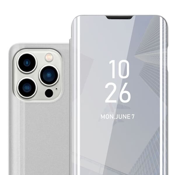 Skal för iPhone 14 PRO MAX i AGAT SILVER Skydd med spegel Grå