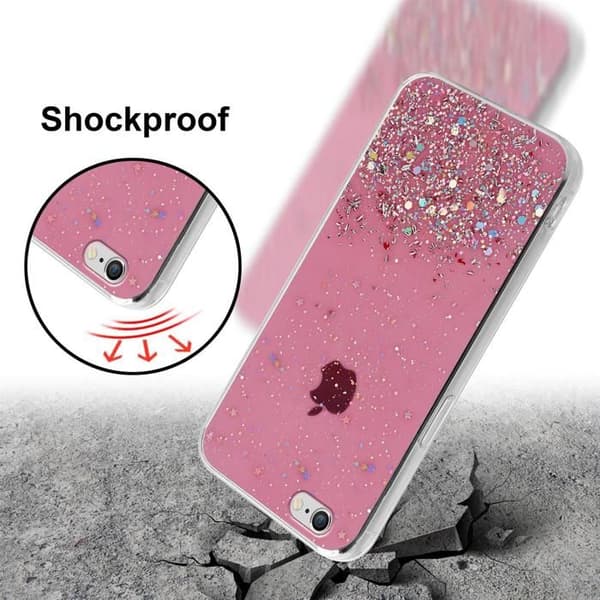 iPhone 6 / 6S Skal Rosa med Glitter Skydd Glittrande Design Ros