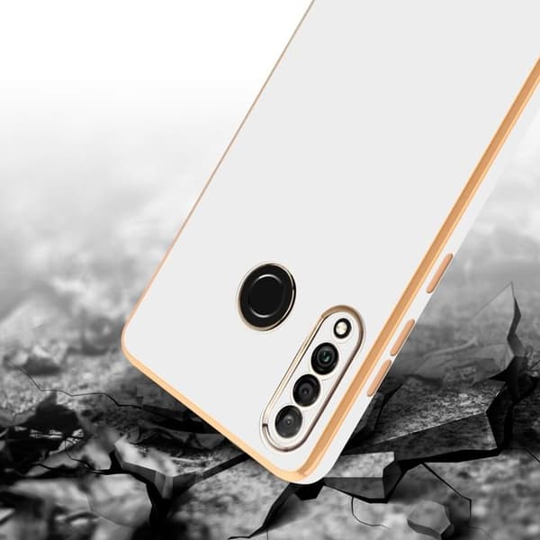 Fodral för Huawei P30 LITE Glansig Vit - Guld med skydd för kamera Vit