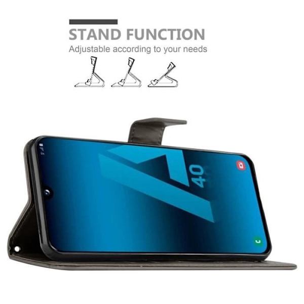 Cadorabo Fodral för Samsung Galaxy A40 / A40s i Grå - Blommönster Grå