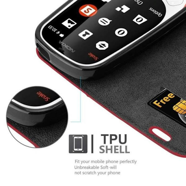 Coque - Cadorabo - Nokia 3310 - Röd av Äpple - Syntetläder - Osynlig Magnetisk Stängning ÄPPELRÖD