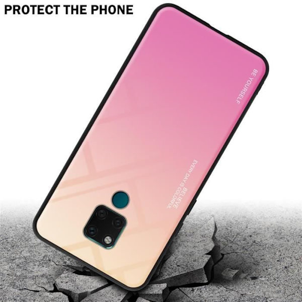 Cadorabo Fodral för Huawei MATE 20 i GUL - ROSA Skyddsfodral Tvåfärgat härdat glas silikon TPU Gul, Rosa