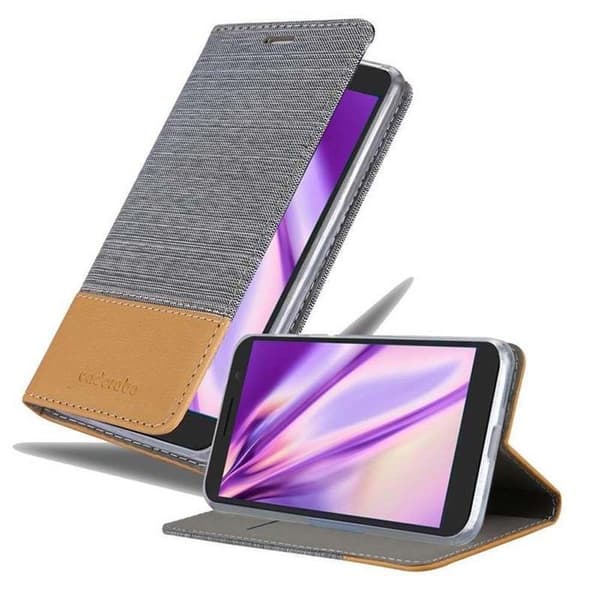 Fodral för Alcatel 3 2018 Skydd i LJUST GRÅTT BRUNT Etui Case Grå