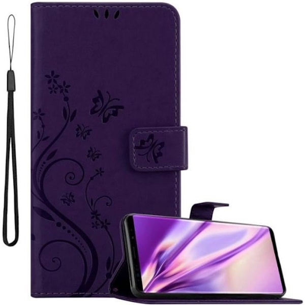 Coque - CADORABO - Samsung Galaxy NOTE 9 - Blommönstrad konstläder - Stödfunktion - 3 kortfack Lila