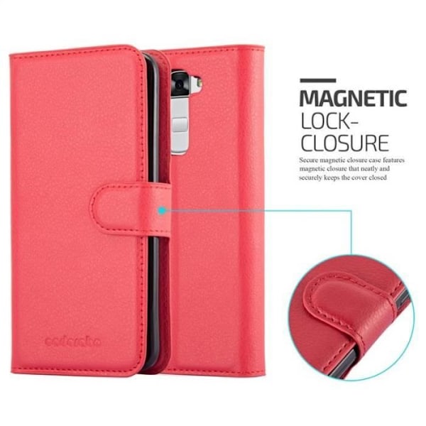 Coque - CADORABO - LG K7 2016 - Syntetiskt läder Röd - Horisontellt stöd - 3 fack för kort Röd