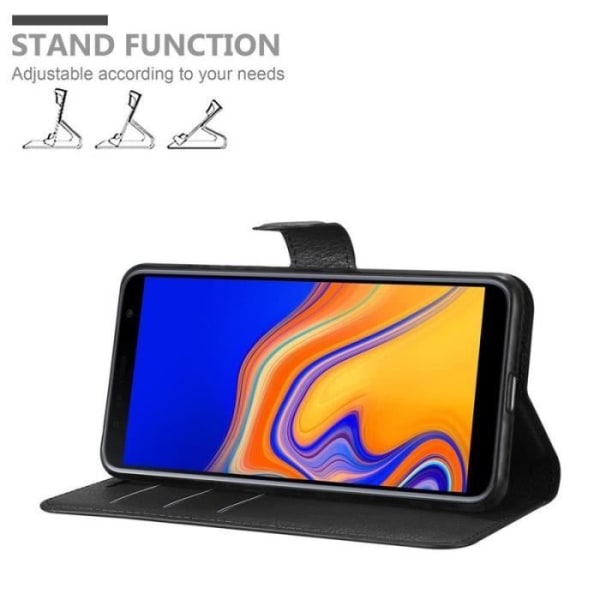 Coque - CADORABO - Samsung Galaxy J6 PLUS - Similläder - Ställfunktion - 3 kortfack Svart