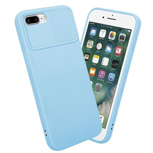 Skal för iPhone 7 PLUS / 7S PLUS / 8 PLUS i Ljusblått godis med skydd för kameran Blå
