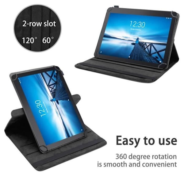 Tablettfodral - CADORABO - Tab E10 - Skydd 360° - Syntetiskt läder - Svart SVART