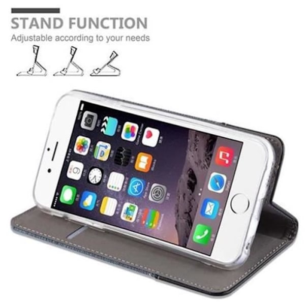 Cadorabo Fodral för Apple iPhone 6 PLUS/6S PLUS MÖRKBLÅ SVART TYG-LÄDERBOARD Fodral Fodral Magnetisk Stöder Stand Card Slot Mörkblå, svart