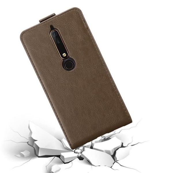 Flip-fodral - CADORABO - Nokia 6.1 2018 - Brunt läderimitation - Magnetisk stängning - Komplett skydd kastanj