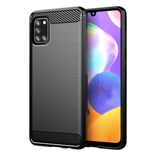 Etui för Samsung Galaxy A31 - CADORABO - BORSTAD SVART - Silikon TPU - Lätt skydd - Kolfiberdesign Svart