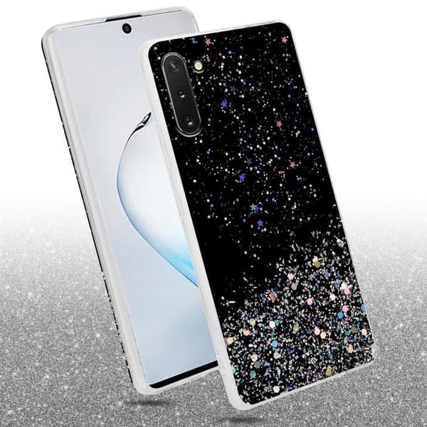 Skyddsfodral för Samsung Galaxy NOTE 10 Svart med Glitter Skydd Glittrande Design Svart