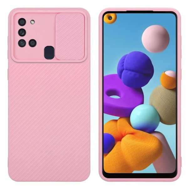 Telefonfodral - CADORABO - Samsung Galaxy A21s - Silikon TPU - Kameraskydd - Ljusrosa Godisrosa