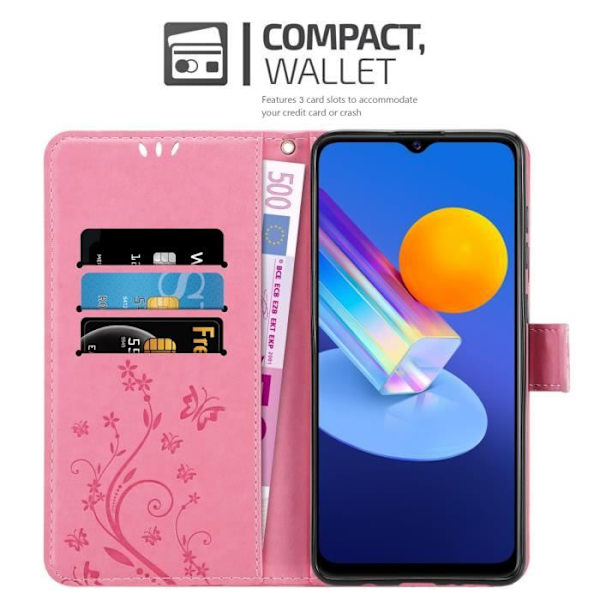 Coque för Vivo Y52 5G / Y72 5G - CADORABO - Blomsteretui - Syntetiskt läder - Ställfunktion - Fullständigt skydd Rosa blommig