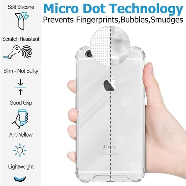 Transparent skal och 2x härdade skyddsglas för iPhone 6 / 6S Vit