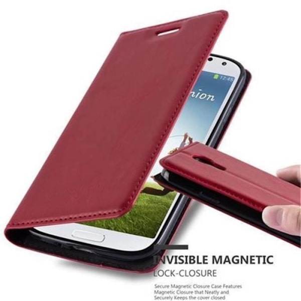 Samsung Galaxy S4-fodral i APPLE RÖD från Cadorabo (INVISIBLE MAGNETIC CLOSURE Design) Helt skyddsfodral med