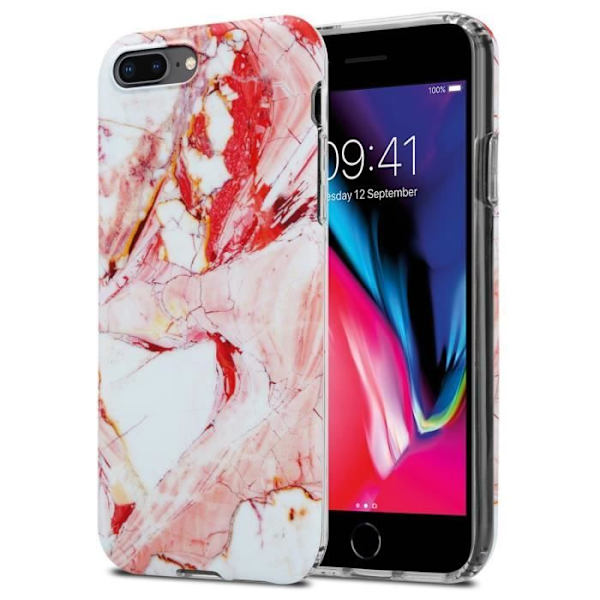 Fodral för Apple iPhone 7 PLUS / 7S PLUS / 8 PLUS Fodral i vit rosa marmor nr 20 Fodral Skydd Silikon TPU-plånbok Vit, Rosa