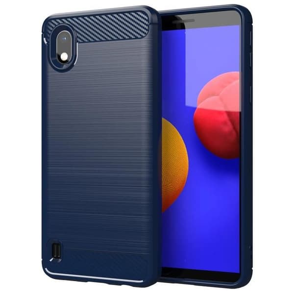 Skyddsfodral för Samsung Galaxy A10 / M10 BORSTAD BLÅ Kolfiberdesign Blå