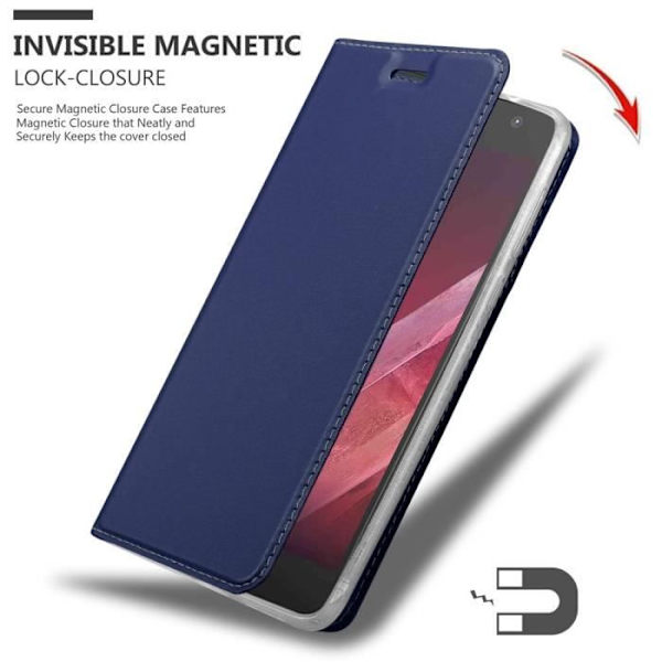 Cadorabo Fodral för Motorola MOTO Z2 i KLASSIG MÖRKBLÅT skyddsöverdrag med magnetlås, horisontellt stativ och spår