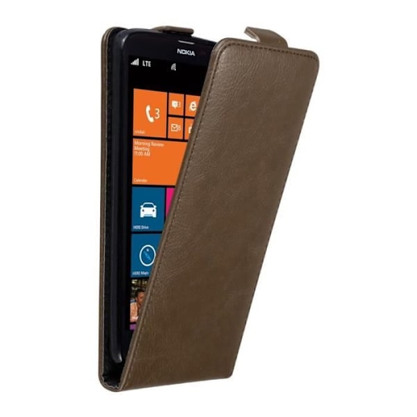 Skyddsfodral - CADORABO - Nokia Lumia 1320 - Syntetläder - Brun - Flip med magnetstängning kastanj