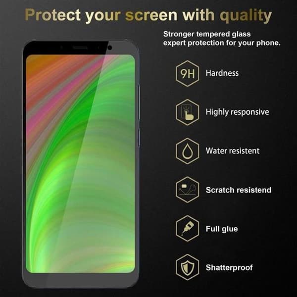 3x Härdat Glas för Xiaomi RedMi NOTE 5 Skärmskydd Svart