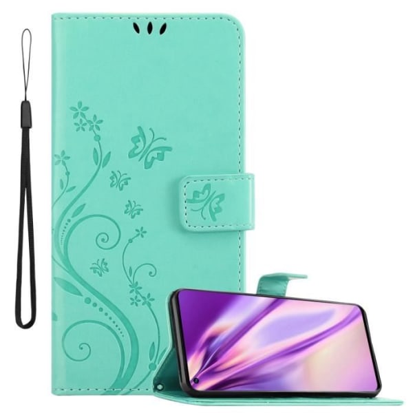 Etui Oppo FIND X3 NEO - CADORABO - Turkos - Blommig - Syntetläder - Skyddshölje Turkos
