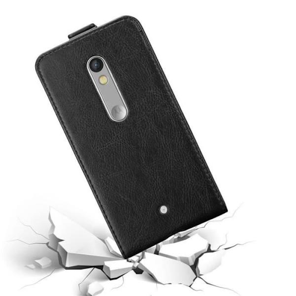 Coque - CADORABO - MOTO X PLAY - Syntetisk läder - Magnetisk stängning - Komplett skydd Svart