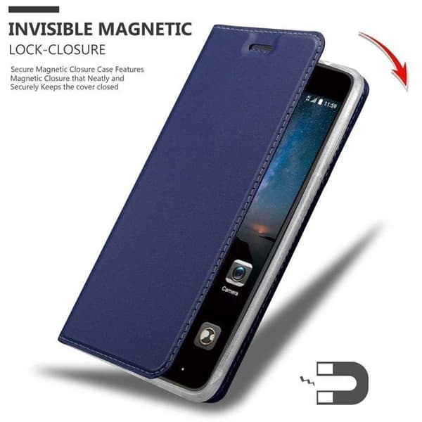 Fodral med lock för ZTE Blade A612 Etui i MÖRKBLAU Klassisk Plånbok Stötsäker Blå