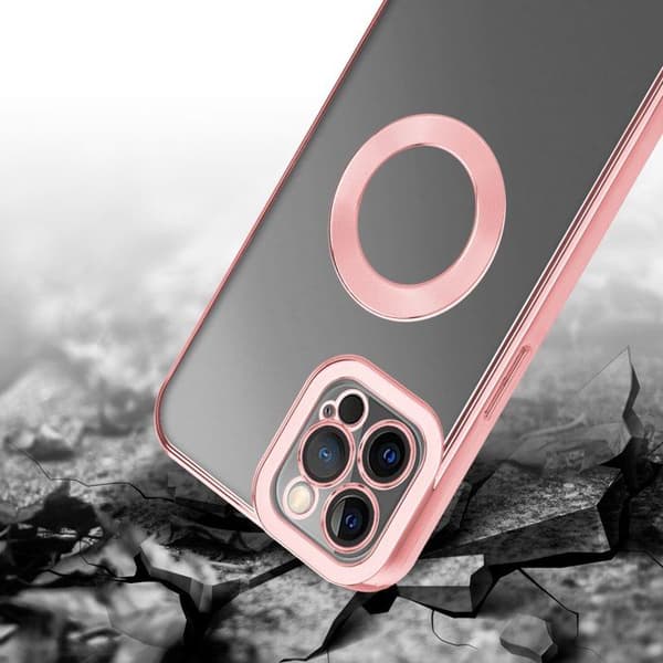 Transparent iPhone 12 PRO MAX-fodral - Rosa Stötsäker Chrome Design Vit