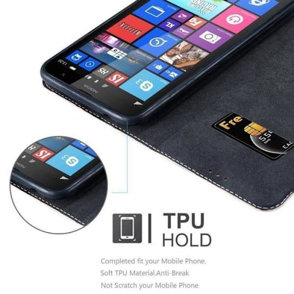 Plånboksfodral - CADORABO - Nokia Lumia 1320 - Läderimitation - Magnetisk stängning - Tvåfärgad design Svart