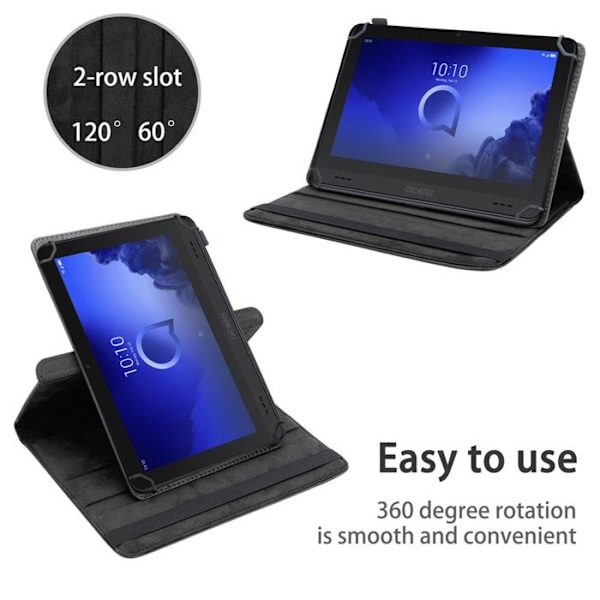 Coque för Alcatel Smart Tab (7 Zoll) Etui i SVART Hölster Case Cover 360 graders skydd i konstläder Plånbok Wallet Svart