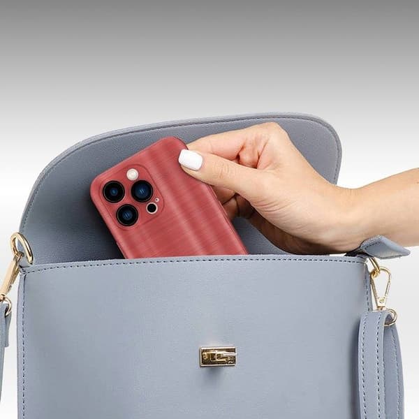 iPhone 14 PRO MAX Fodral Borstad Röd Kameraskydd Röd