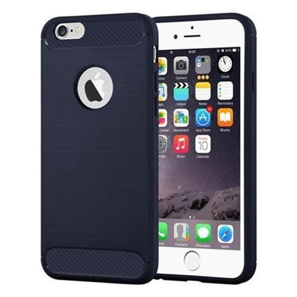 Skal för iPhone 6 PLUS / 6S PLUS BORSTAD BLÅ Kolfiberdesign Blå